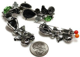 2 hole slider beads (Qty 4) Black Beads Antique Silver Beads Focal Beads Floral Beads Flower Beads Jet Beads Bracelet Beads 326-M9 FST