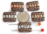 2 Hole Slider Beads (5 pc) Spacer Beads Words "Ride, Love and Life" Western Beads Sliderbeads Bracelet Beads Flat Beads 407-M1 FST