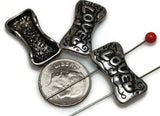 Love Beads Peace Beads (qty 6) 2 hole beads Slider Beads Spacer Beads Focal Metal Beads Bracelet Beads Antique Beads 345 N4 FST