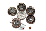 Add striking detail to your jewelry designs with these antique silver and copper spiral slider beads. Their textured two-tone finish and bold spiral pattern create an earthy boho vibe. With dual holes for stability, they’re excellent for wide leather cuff bracelets, chokers, and multi-strand necklaces. Spirals symbolize life cycles and renewal, making these beads ideal focal points in symbolic artisan and festival jewelry.