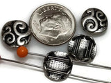 Slider Beads (8 pc) 2 hole beads Silver Beads Metal Beads Spacer Beads Sliderbeads Bracelet Beads Flat Beads 425-M1