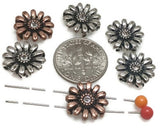 Slider Beads (6 pcs) 2 hole Beads Floral Flower Beads Mixed Metal Spacer Beads Silver Ornate Beads 197-M18