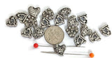 2 Hole Slider Beads (Qt 18) Heart Beads 2 hole Slider Beads bracelet beads Metal Beads 4 hole beads Spacer Beads flat Beads 399-M1