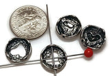 Slider Beads (15 pc) 2 hole beads Spacer Beads Sliderbeads Bracelet Beads Flat Beads heart Beads Silver Beads Rhienstone Beads 434-M18