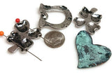 Silver and Patina Metal 2 Hole Slider Beads (Qty 7) Spacer Beads for Jewelry Making 449-FST