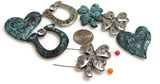 Silver and Patina Metal 2 Hole Slider Beads (Qty 7) Spacer Beads for Jewelry Making 449-FST