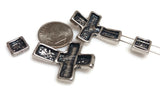 Slider Beads (10 pcs) 2 hole Silver Cross Beads- Great for Bracelet and Other Jewelry Designs 471-M5