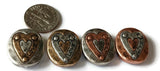2 Hole Slide Beads (11 pcs) Pewter Silver Heart Inlay Metal Beads for Jewelry Making or DIY Bracelet or Necklace 505-N1 FST