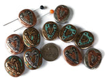 2 Hole Slide Beads (11 pcs) Metal Heart Design Beads for Jewelry Making or DIY Bracelet or Necklace 509-N1 FST