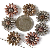 Slider Beads (6 pcs) 2 hole Beads Floral Flower Beads Mixed Metal Spacer Beads Silver Ornate Beads 520-M18