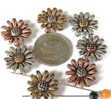 Slider Beads (6 pcs) 2 hole Beads Floral Flower Beads Mixed Metal Spacer Beads Silver Ornate Beads 520-M18