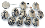 2 Hole Slide Beads (11 pcs) Heart Cross and Anchor Inspirational Designs Great for Jewelry Making or DIY Bracelet or Necklace 512-N12 FST