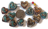Slider Beads (Qt 12) Heart Unique Beaded Designs 2 hole Beads - Great for Jewelry Making and other crafting 531-M11 FST