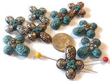 Slider Beads (Qt 9) Cross Ornate Filigree 2 hole Beads - Great for Jewelry Making and Crafting into Bracelets and Necklaces 530-M11