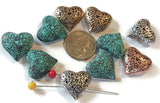 2 Hole Slider Beads (Qt 10) Heart Ornate Filigree Metal Focal fr Crafting Beading, Jewelry Making Necklaces or Bracelets 529-M11