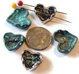2 Hole Slider Beads (Qt 10) Heart Ornate Filigree Metal Focal fr Crafting Beading, Jewelry Making Necklaces or Bracelets 529-M11