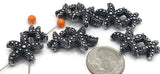 5 Textured Silver Starfish 2 hole Slider Beads for Jewelry making into Necklacs or Bracelets P148-M18