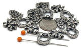 Slider Beads (15 pc) Lucky Horseshoe Clover 2 hole beads for Jewelry Making Crafting into Bracelets, Necklaces and Earrings-Silver 551-M11