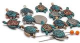 Slider Beads (QTy 13) 2 hole Turtle Flat Beads for Jewelry Creation into Necklaces or Bracelets in Mixed Metals 571-M1 FST