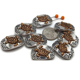 2 Hole Slider Beads (QTy 8) Double Strand Metal Beads with Turtles for Necklace or Bracelet Making 576-M7 FST