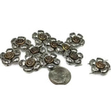 2 Hole Slider Beads (11 pc) Floral Beads Flower Beads Spacer Beads Flat Beads Sliderbeads 2 hole beads Pewter Beads 251-H8