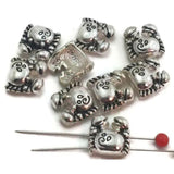 Slider Beads (9 pc) crab silver beads sealife beads 2 hole slider beads Slide Beads 11591-m15