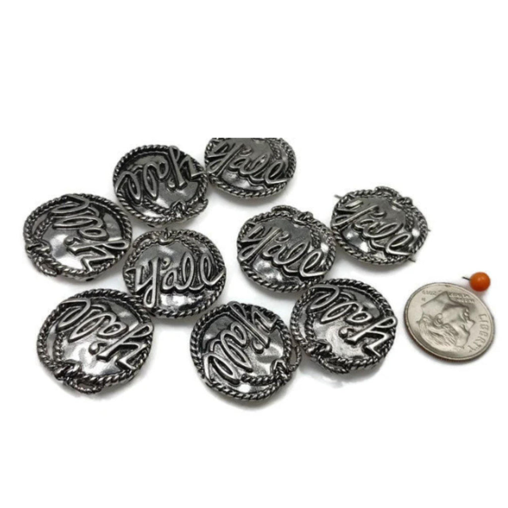 2 Hole Slider Beads (9 pc) Western Style Beads Western Beads Antique Silver Beads Sliderbeads Silver Beads Y'all Beads 249-H8