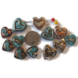 Slider Beads (Qt 12) Heart Unique Beaded Designs 2 hole Beads - Great for Jewelry Making and other crafting 531-M11 FST