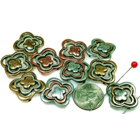 2 Hole Slider Beads (10 pc) Flower Beads Spacer Beads Floral Beads focal beads Sliderbeads 2 hole beads Unique Beads 295-N12