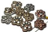 2 Hole Slider Beads (qty 10) Double Strand Beads Fur Mama Paw Print Beads Metal Beads Dog Lover Beads 149-M15