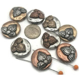 Slider Beads (9 pc) flower beads floral beads 2 hole beads Spacer Beads Sliderbeads Bracelet Beads Flat Beads Vintage Beads 396-M1