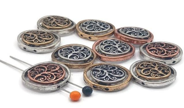 2 Hole Slider Beads Metal Ornate Filigree (qty 10) for Jewelry Making ...