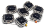 2 Hole Slider Beads (7 pc) Black Lucite for Focals, Spacer Beads for Bracelets or Necklaces 606-n5