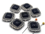 2 Hole Slider Beads (7 pc) Black Lucite for Focals, Spacer Beads for Bracelets or Necklaces 606-n5