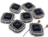 2 Hole Slider Beads (7 pc) Black Lucite for Focals, Spacer Beads for Bracelets or Necklaces 606-n5