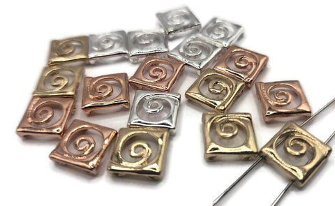 2 Hole Slider Beads (18 pc) Swirls for Focals, Spacers to Craft into Bracelets or Necklaces 605-M7