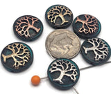 2 Hole Slider Beads (6 pc) Patina Eternal Tree Focals, Spacers to Craft into Bracelets or Necklaces 607-M7