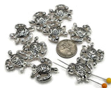2 Hole Slider Beads (Qty 10) Bright Silver Beads Turtle Beads for Crafting into Bracelets or Necklaces for Jewelry Making 625 - N1