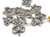 2 Hole Slider Beads (Qty 10) Bright Silver Beads Turtle Beads for Crafting into Bracelets or Necklaces for Jewelry Making 625 - N1