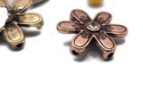 2 Hole Slider Beads (6 pc) Copper and Gold Floral Focal Beads for Crafting or Beading into Necklaces and Bracelets 624-N4 FST
