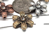 2 Hole Slider Beads (6 pc) Copper and Gold Floral Focal Beads for Crafting or Beading into Necklaces and Bracelets 623-N5 FST