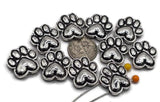 2 Hole Slider Beads (qty 10) Paw Prints in Silver for Focals in Crafting Bracelets and Necklaces or Jewelry Making 616-M15 FST