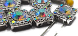 2 hole slider beads (Qty 16) Great for Crafting, Jewelry Making into Necklaces, Rings Bracelets, Silver with Clear AB Rhinestones 626-h8 FST