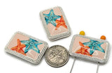 2 hole slider beads (Qty 3) Great for Crafting, Jewelry Making into Necklaces, Rings, Bracelets, Silver Starfish Sealife 630-H8 FST