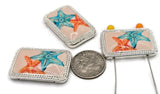 2 hole slider beads (Qty 3) Great for Crafting, Jewelry Making into Necklaces, Rings, Bracelets, Silver Starfish Sealife 630-H8 FST