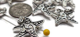 2 Hole Slider Beads (10 pc) Bight Silver a Starfish Design for Crafting Necklaces, Bracelets or Jewelry Making Double Strand 627-m1 FST