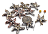 2 Hole Slider Beads (Qty 10) Double Strand Metal Beads with Starfish for Crafting into Necklace or Bracelet Making 610-M14 FST