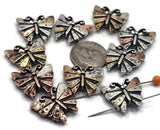 2 Hole Slider Beads (Qt 10) Butterfly in Mixed Metals for Crafting or Jewelry Making into Bracelets, Necklaces Gold Silver Copper 643-M5 FST