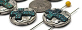 2 Hole Slider Beads (8 pc) Cross Beads Spacer Flat Unique for Crafting or Jewelry Making into Bracelets or Necklaces 647-N12