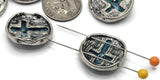 2 Hole Slider Beads (8 pc) Cross Beads Spacer Flat Unique for Crafting or Jewelry Making into Bracelets or Necklaces 647-N12